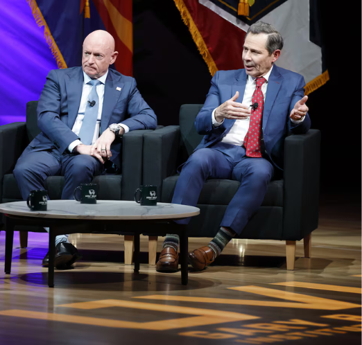 Coalition at a podium