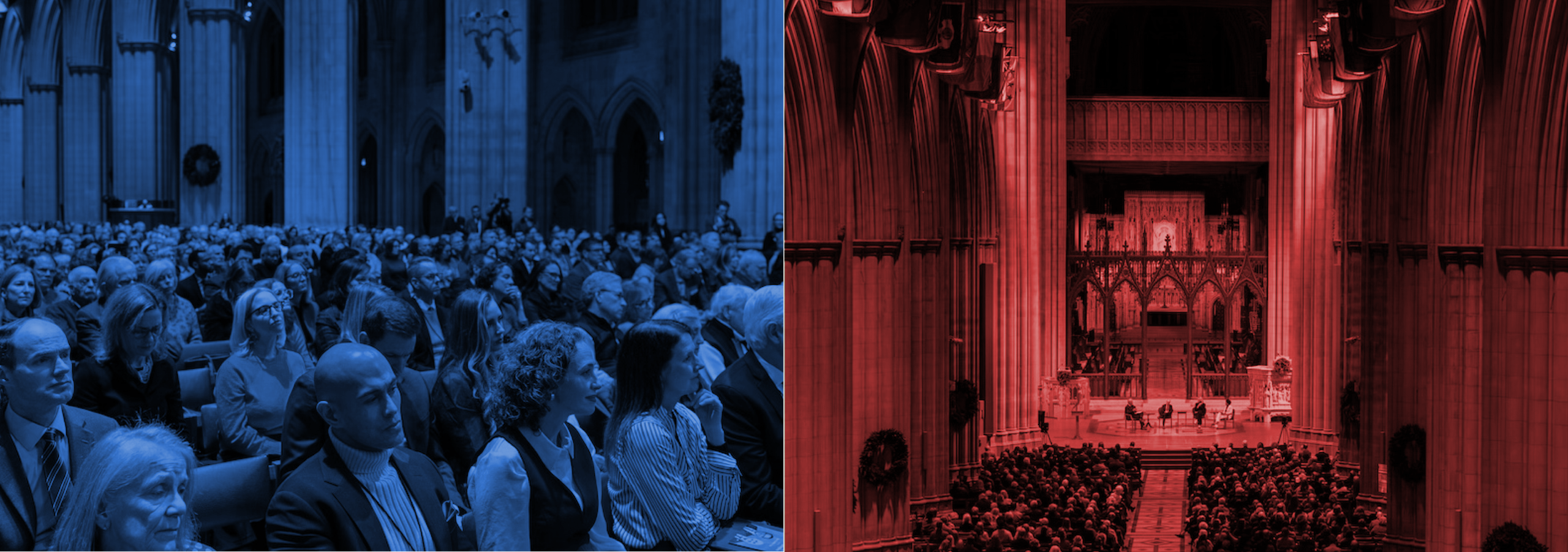 picture of the National Governors Association session, divided by red and blue color